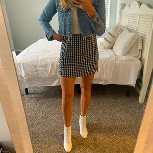 Navy Gingham Mini Skirt